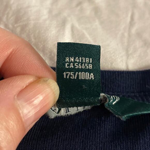 Classic Minimalist Navy Blue Cotton V-Neck Tee Lauren Ralph Lauren XL - Picture 4 of 7